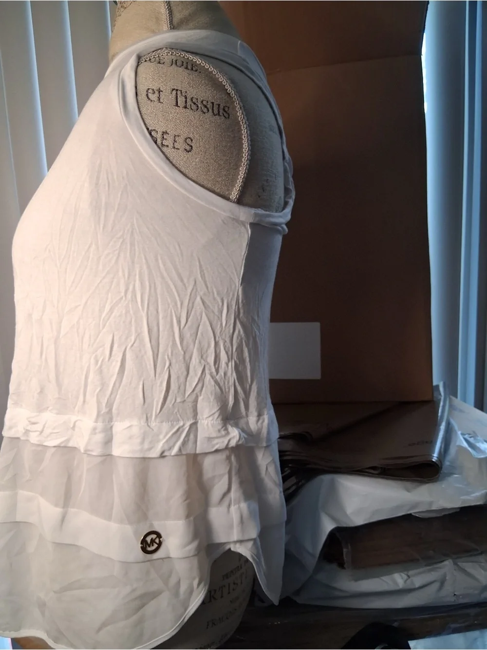 Michael Kors White Layered Sleeveless Tank Top